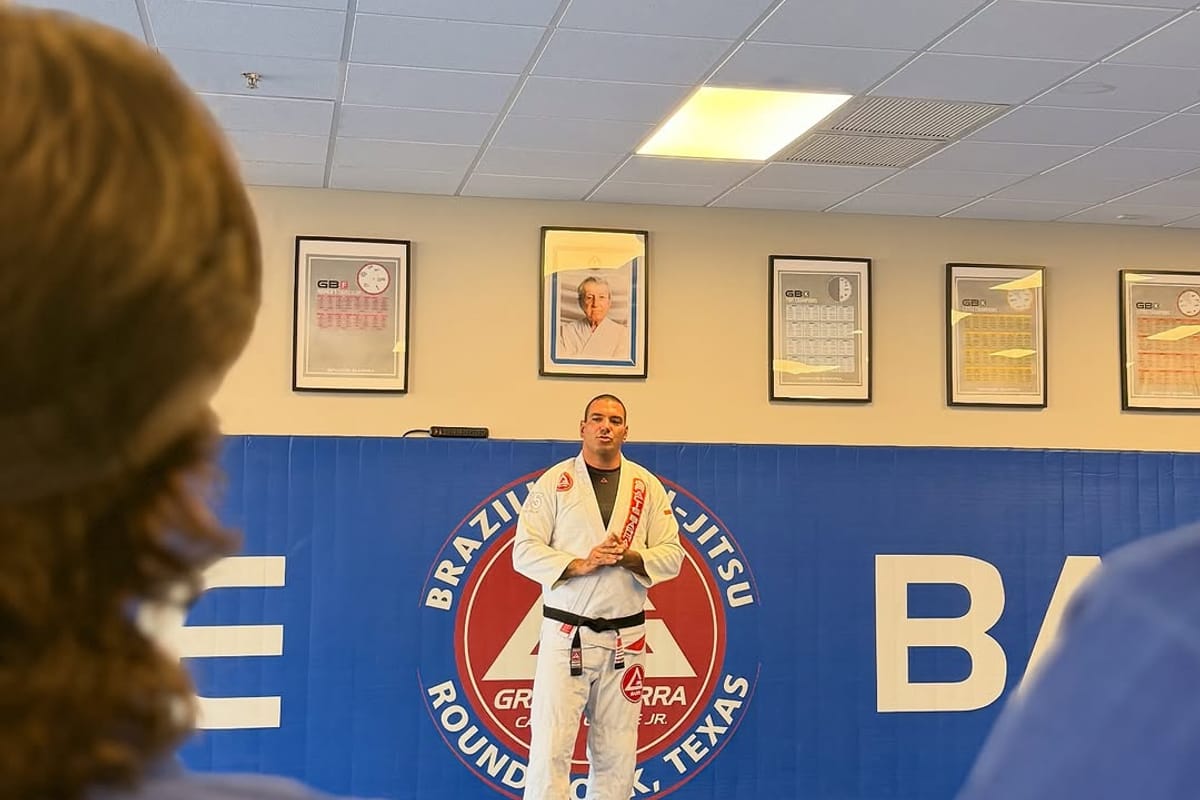 Gracie Barra branding on the wall at the Round Rock academy